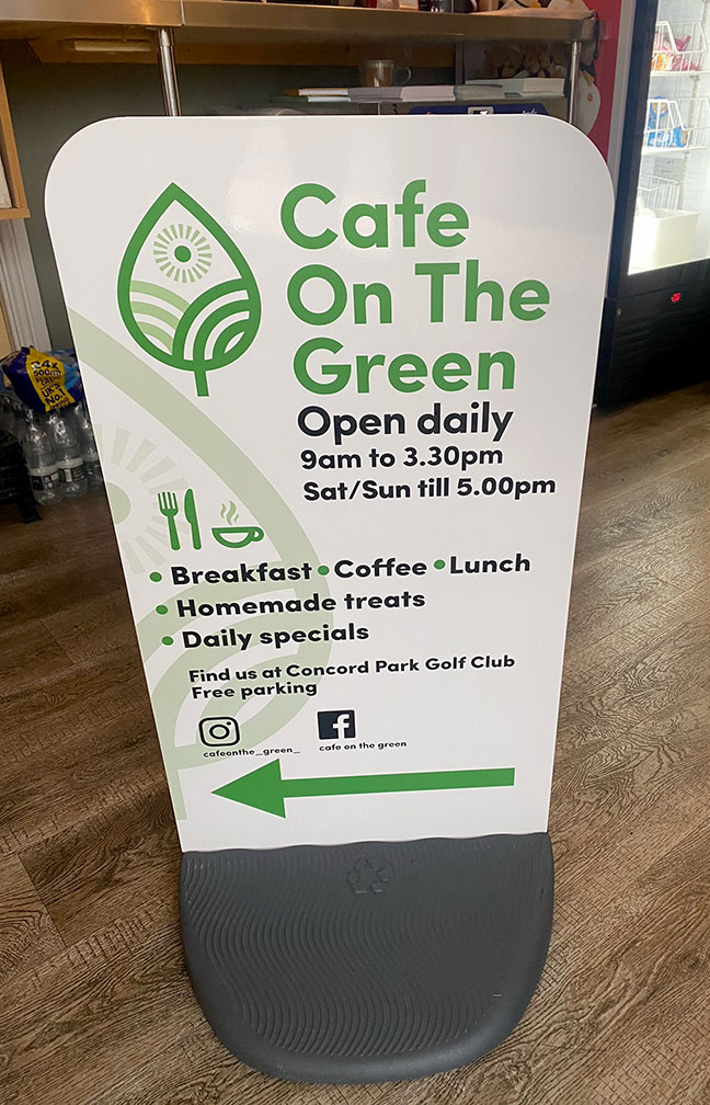 Cafe On The Green eco flex board signage